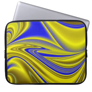 Housse Pour Ordinateur Portable 3D Abstrait en or jaune bleu vert