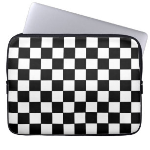 Housse Pour Ordinateur Portable à damiers blanc et noir