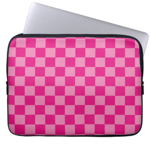 Housse Pour Ordinateur Portable À damiers rose géométrique