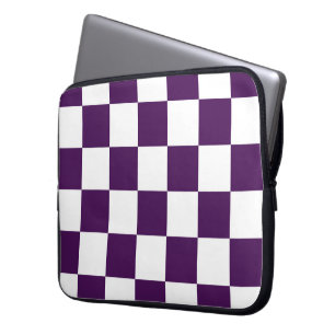Housse Pour Ordinateur Portable à damiers violet et blanc