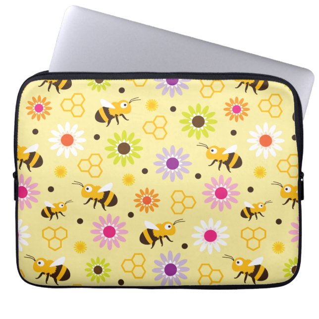 Housse Pour Ordinateur Portable Abeille & Fleurs (Devant)
