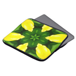 HOUSSE POUR ORDINATEUR PORTABLE ABSTRACT YELLOW AND GREEN DRAWING. SAMER BRASIL. 3