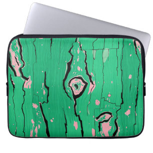 Housse Pour Ordinateur Portable Abstrait écorce bois grain art pop vert néon