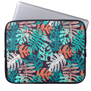 Housse Pour Ordinateur Portable Abstrait feuille tropical motif. Créatif