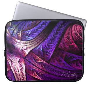 Housse Pour Ordinateur Portable Abstrait fractales violettes personnalisées