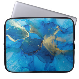 Housse Pour Ordinateur Portable Abstrait fragment bleu et or du backgr coloré