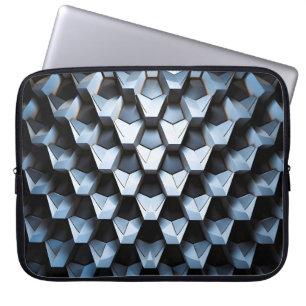 Housse Pour Ordinateur Portable Abstrait Futuriste Bleu Géométrique Métallique