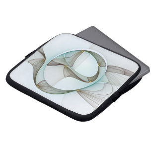 Housse Pour Ordinateur Portable Abstrait Turquoise Brown Gold Elegance