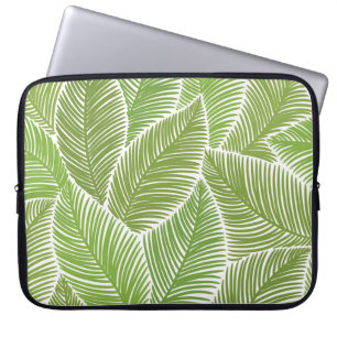 Housse Pour Ordinateur Portable Abstrait vert fleuri, arrière - plan sans soudure.