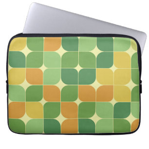 Housse Pour Ordinateur Portable Abstrait Vert Orange Jaune Milieu de Siècle