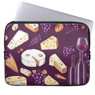 Housse Pour Ordinateur Portable Accord Mets et Vins de Luxe Dessinés à la Main Vin