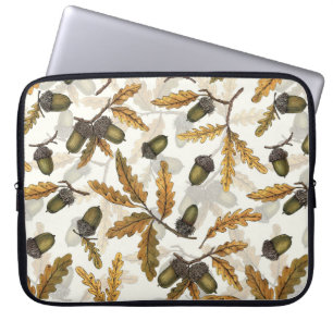 Housse Pour Ordinateur Portable Acornes et feuilles de chêne sur blanc