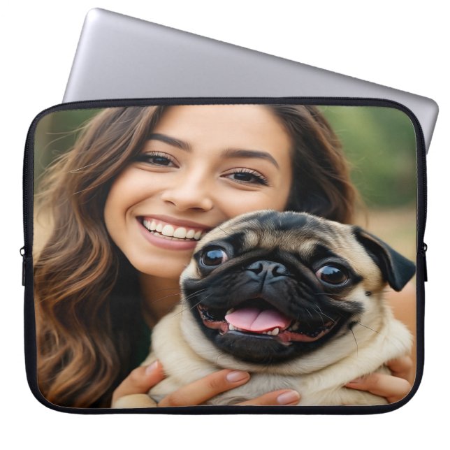Housse Pour Ordinateur Portable Add Pug Photo Personalize Customize (Devant)