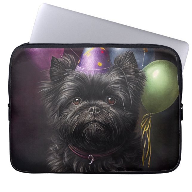 Housse Pour Ordinateur Portable Affenpinscher Chien Ballons d'anniversaire (Devant)