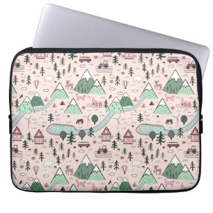 Housse Pour Ordinateur Portable Agritourisme scandinave Motif rose