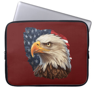 Housse Pour Ordinateur Portable Aigle à drapeau américain