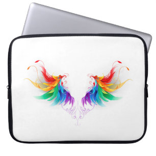 Housse Pour Ordinateur Portable Ailes fluffy arc-en-ciel