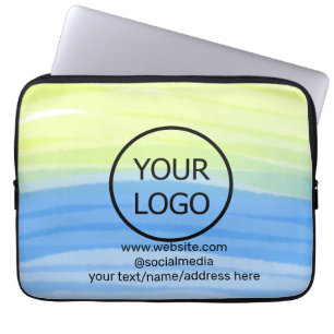 Housse Pour Ordinateur Portable ajouter votre logo nom commercial texte aquarelle