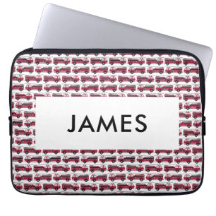 Housse Pour Ordinateur Portable Ajouter votre nom Red Fire truck Personnalisé