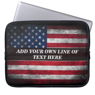 Housse Pour Ordinateur Portable Ajouter votre texte sur le drapeau américain