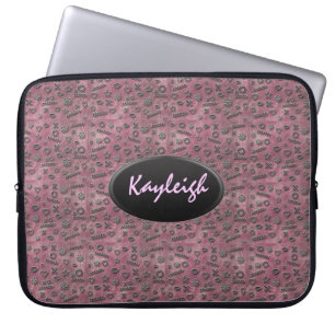 Housse Pour Ordinateur Portable Ajoutez votre douille rose nommée d'ordinateur