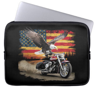Housse Pour Ordinateur Portable American Flag Mocycle Tshirt USA Flag Bike Ret