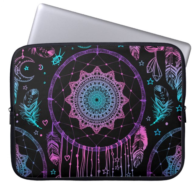 Housse Pour Ordinateur Portable Amérindien Dreamcatcher Moon Motif (Devant)