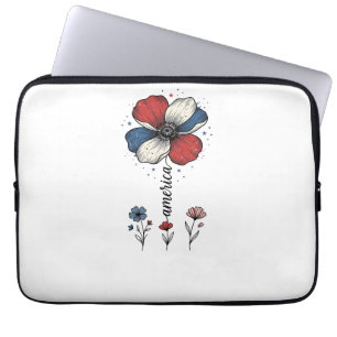 Housse Pour Ordinateur Portable Amérique Floral Patriotique Vintage Vector Design_