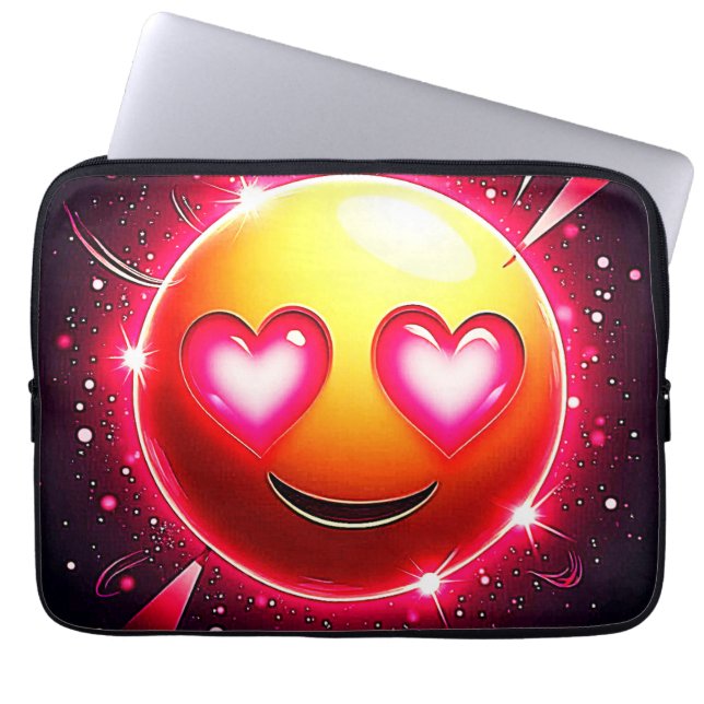 Housse Pour Ordinateur Portable Amour Étincelle Coeurs Emoji (Devant)