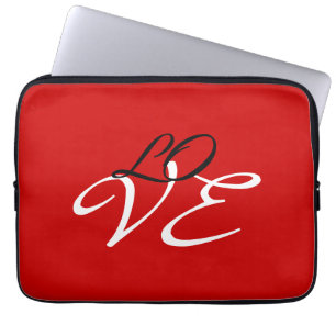 Housse Pour Ordinateur Portable Amour Rouge Blanc Noir Couleur Calligraphie Script