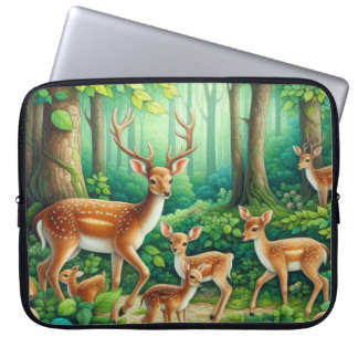 Housse Pour Ordinateur Portable Amoureux de cerfs mignons Campagne 