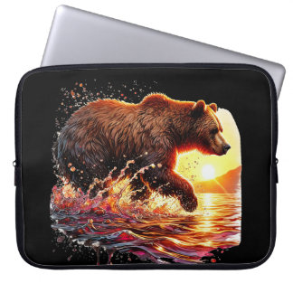 Housse Pour Ordinateur Portable Amoureux de gros ours brun mignons 