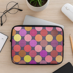 Housse Pour Ordinateur Portable Amusant Coloré Contemporain Pois Motif d'art