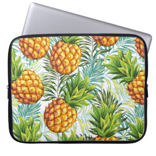 Housse Pour Ordinateur Portable Ananas. Motif sans couture. Patte florale vintage