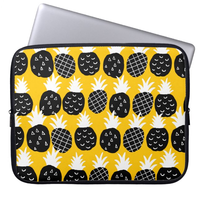 Housse Pour Ordinateur Portable Ananas noir (Devant)