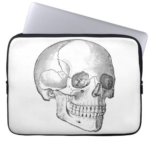 Housse Pour Ordinateur Portable Anatomie Médicale dessin vintage crâne monochrome