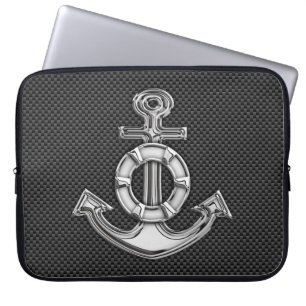 Housse Pour Ordinateur Portable Ancre Lifesaver sur le décor de fibre de carbone