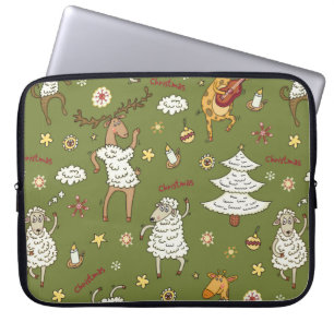 Housse Pour Ordinateur Portable animal vintage brebis de Noël
