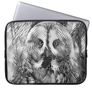 Housse Pour Ordinateur Portable AnimalArtBW_Owl_001