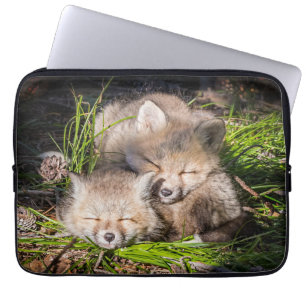 Housse Pour Ordinateur Portable Animaux de bébés cutest Baby Red Fox Kits Sleepi