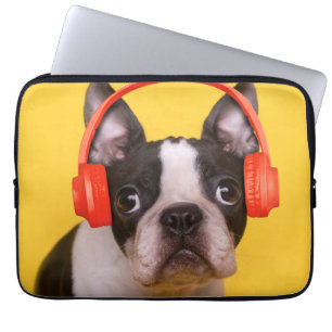 Housse Pour Ordinateur Portable Animaux de bébés cutest Casques Terrier de Bosto