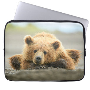 Housse Pour Ordinateur Portable Animaux de bébés cutest Cub d'ours Brown côtier