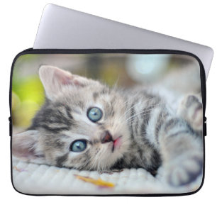 Housse Pour Ordinateur Portable Animaux de bébés cutest   Kitten aux yeux bleus