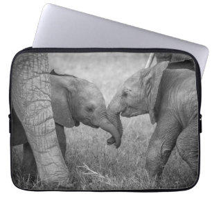 Housse Pour Ordinateur Portable Animaux de bébés cutest   Salutation des éléphants