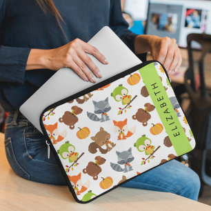 Housse Pour Ordinateur Portable Animaux de forêt, Animaux de forêt, Votre nom