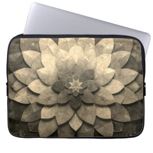 Housse Pour Ordinateur Portable Antique Golden Mandala Art Fleur texturée