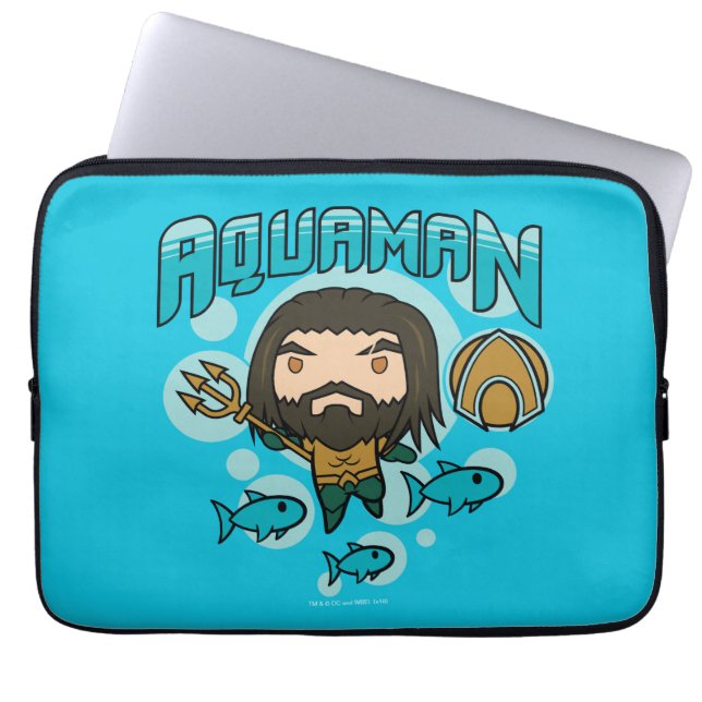 Housse Pour Ordinateur Portable Aquaman | Chibi Aquaman Graphisme sous-marin (Devant)
