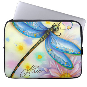 Housse Pour Ordinateur Portable Aquarelle Bleu Dragonfly, Personnaliser