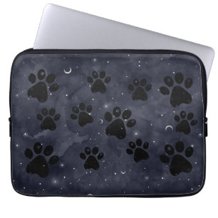 Housse Pour Ordinateur Portable Aquarelle bleu Paw Stars Lune