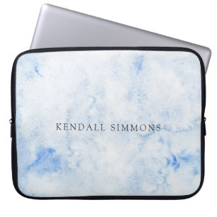Housse Pour Ordinateur Portable Aquarelle Bleue Élégante